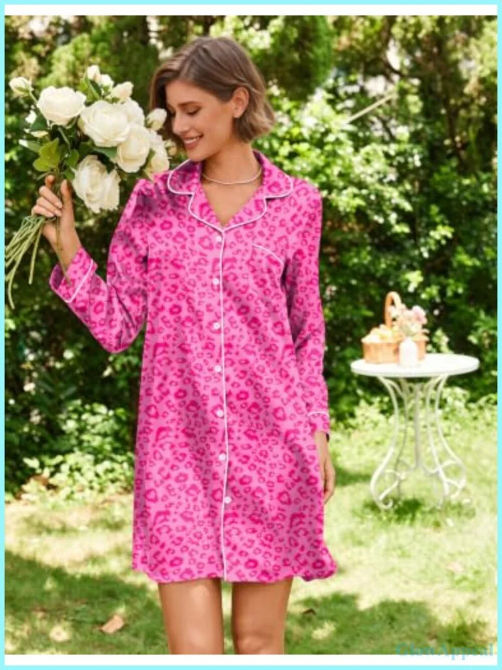 Ekouaer Satin Nightgown Women Silk Sleep Shirt Button Down Lounge